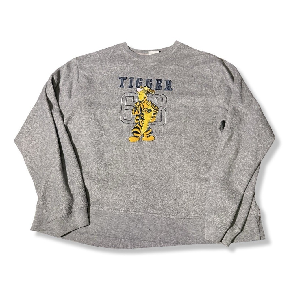 Vintage Disney Store Fleece Pullover Sweatshirt Crewneck Gray Tigger 68 Men's L